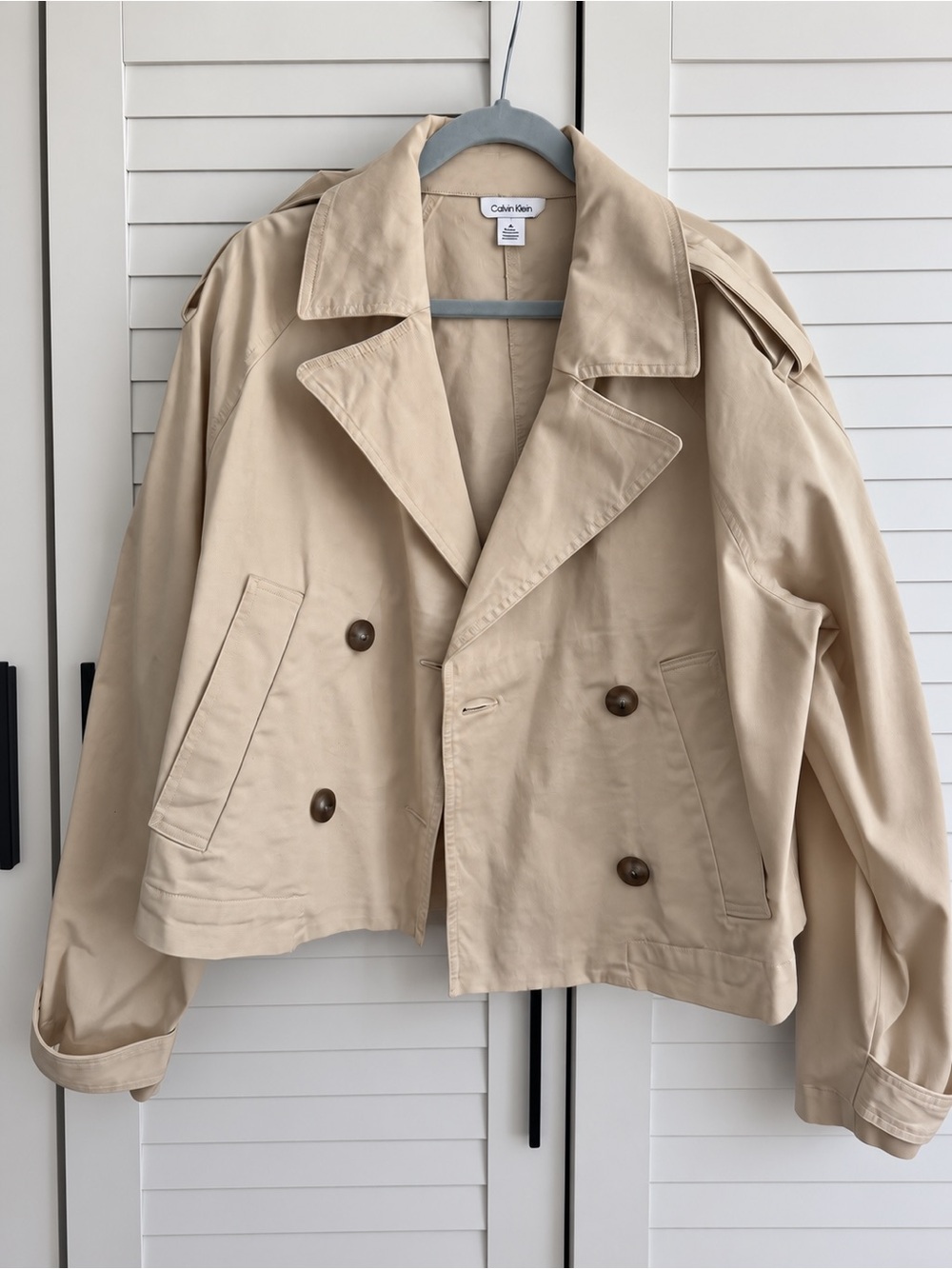 Calvin Klein Beige Cropped Trench Coat